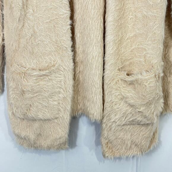 Free People Oversized Fuzzy Cardigan Rose Blush XS | Cozy Soft Knit Boho Sweater - Picture 6 of 6